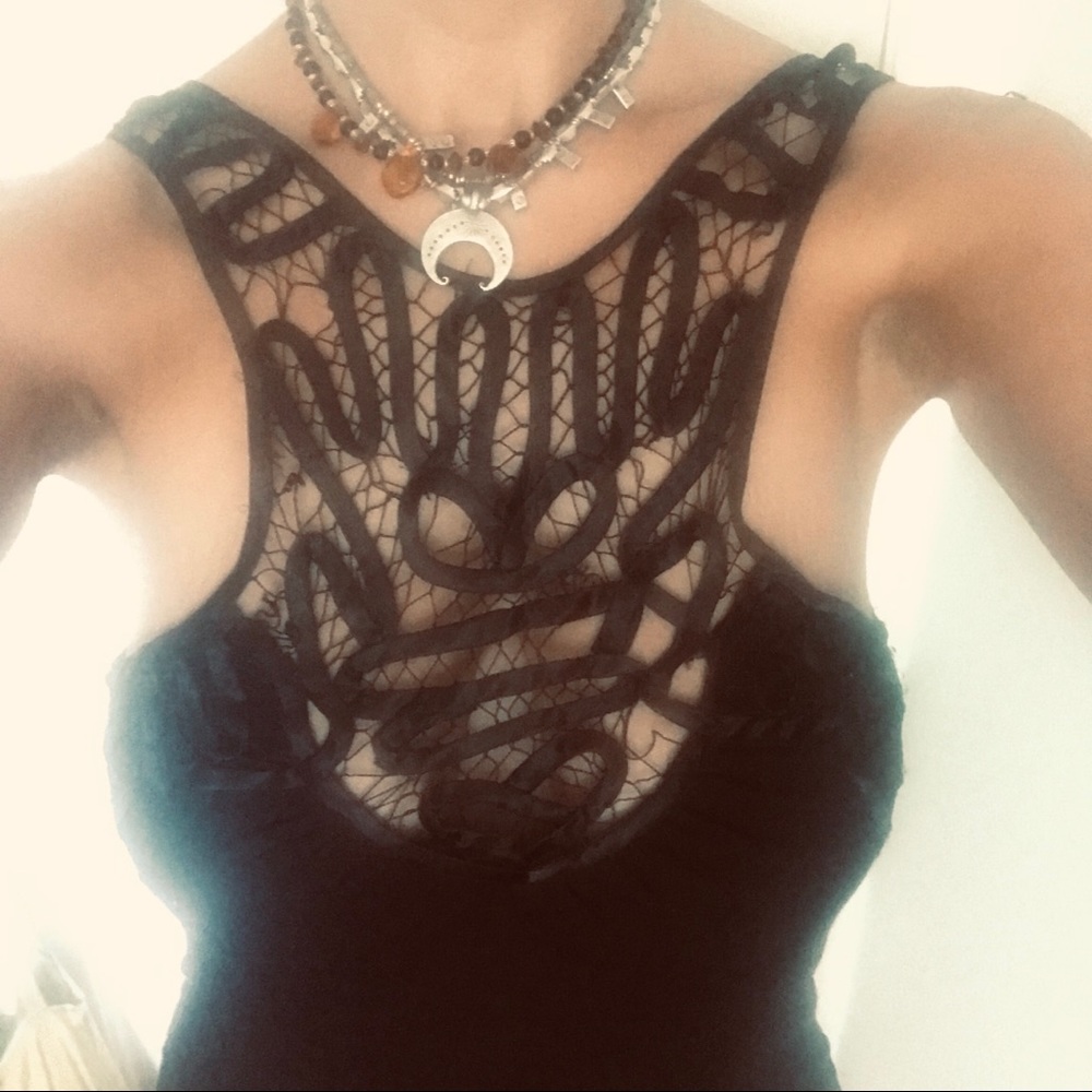 Free people black silk woven top
